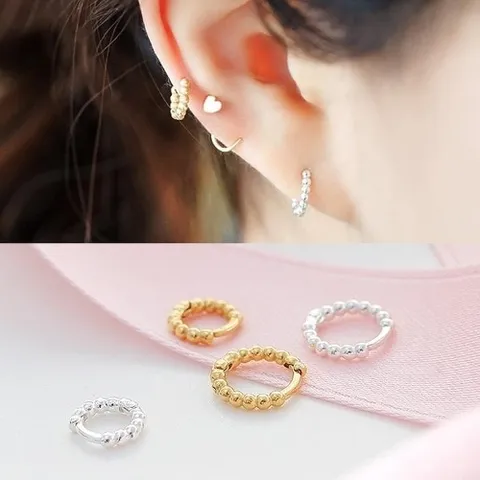 셀러허브 패션 [낱개 판매] [실버] 버블 미니멀링 귀걸이(Small,White)