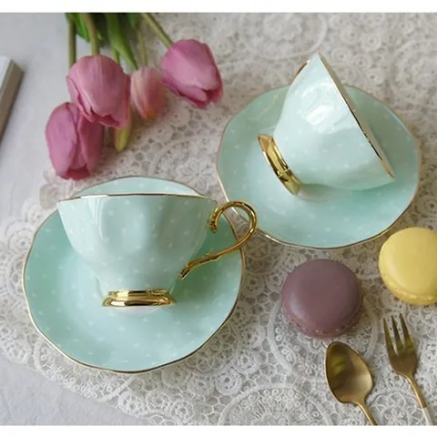 기타 파스텔 골드도금 스타일 도자기 커피잔 2인 고품질 예_WFG8UCH