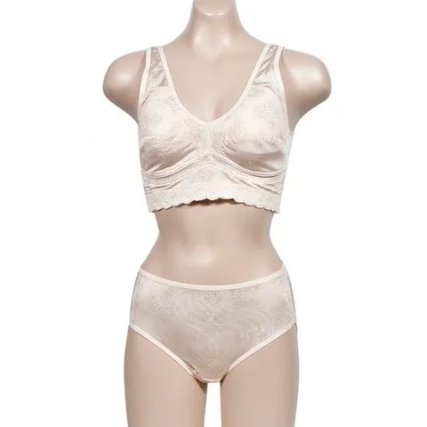 기타브랜드 시원한 인견 꽃무늬 노와이어 브라렛 런닝형 노몰드 속옷세트0095ip