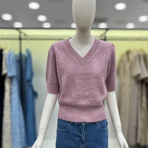 씨씨콜렉트 브이넥 펄사 반팔 니트 E234KSK133CA