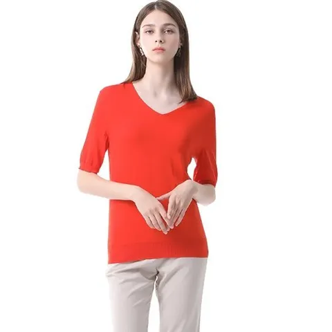 쉬즈미스 헬렌 소프트 브이넥 반팔 니트_P326533323