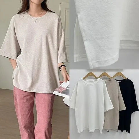 셀러허브 패션 위쉬몰 RD 심플피치기모무지반팔티(Q224H510) 빅사이즈