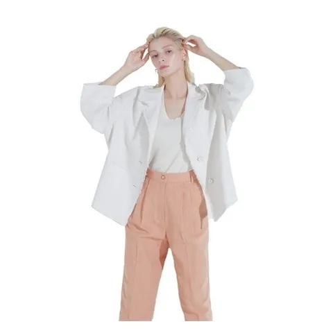 후스타일 다니엘에스떼] 루즈핏 프린지 트위드 자켓 아이보리