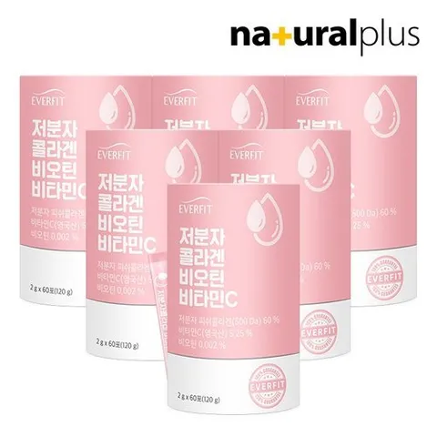 에버핏 어린 저분자 피쉬 콜라겐 비오틴 비타민C 6통 / 먹는 엘라스틴