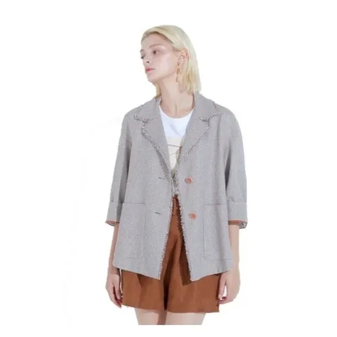 후스타일 다니엘에스떼] 루즈핏 프린지 트위드 자켓 브라운