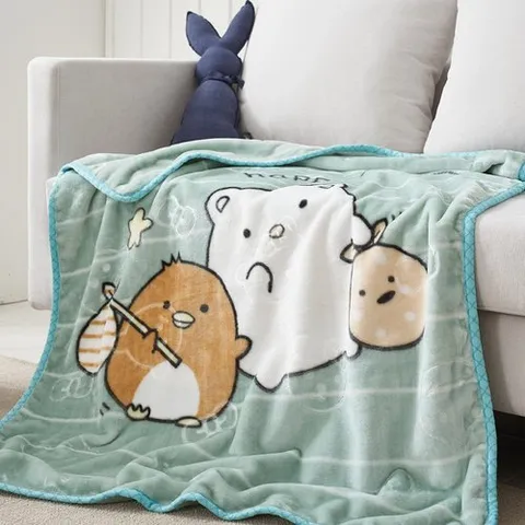 애끌리아 두툼한 곰프렌즈 HR 양면 밍크 극세사 담요 (100*130)