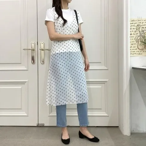 패션플러스 다잇템] 여자 SS 코디 비침 땡땡이 롱원피스16423794588872