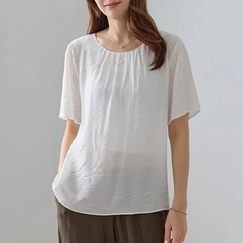 데드라 99size)미엘링클인견반팔블라우스 TBE3043