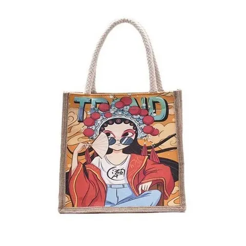 셀러허브 패션 [QNRV3604_58]그림 패브릭 유니크 사각 백