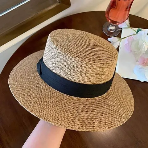 기타 여자 통기성 깔끔한 디자인 밀짚 열음 모자 플랫햇 (WFHQA54)