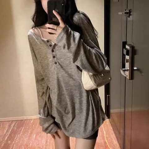셀러허브 패션 [오노마] ONM 베이직 보트넥 버튼 루즈핏 티셔츠 (41582119)