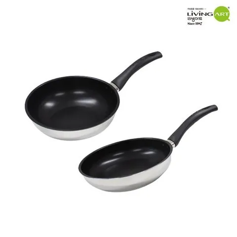 리빙아트 디오바코 인덕션가능 스텐레스 코팅후라이팬세트 2종A(후24+궁24)