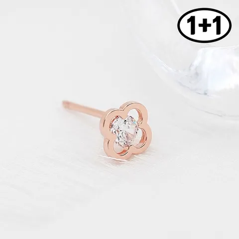 미니아트 [1+1] 제니아 14K 금침 데일리 큐빅 클로버 피어싱