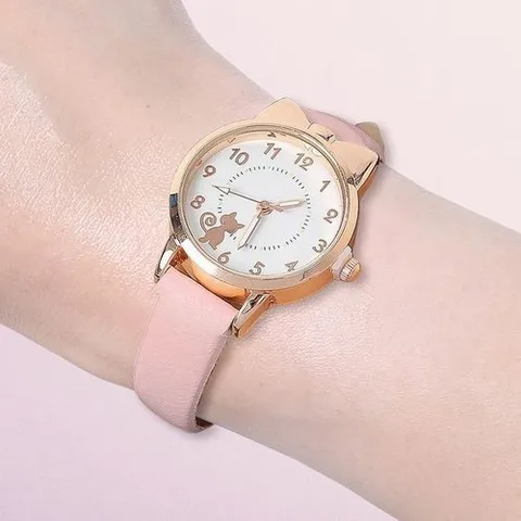 셀러허브 1 [HYIJOFHN_4B]캣츠문 손목시계 2p세트 핑크 우정 학생시계