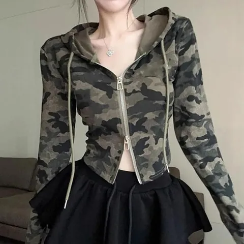 셀러허브 패션 [룽스_62]긴팔 크롭후드티 카모 슬림 크롭후드집업 NF-71 (45834957)