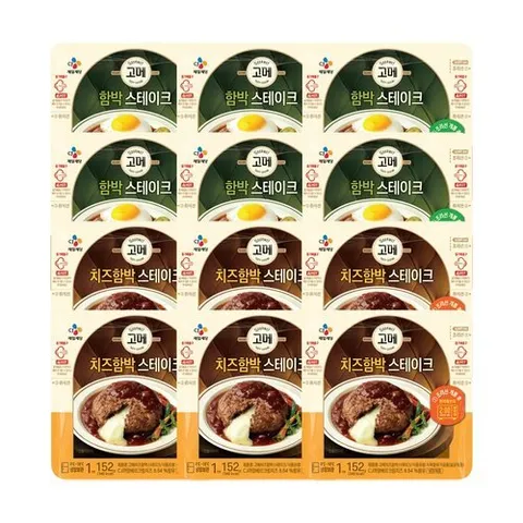 CJ제일제당 고메 함박스테이크 152g x6개+치즈함박 152g x6개
