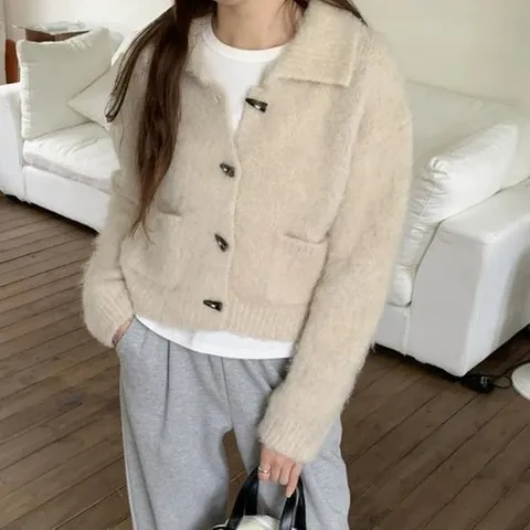 셀러허브 1 여자 FW 탱크 떡볶이 카라넥 울 알파카 가디건_3