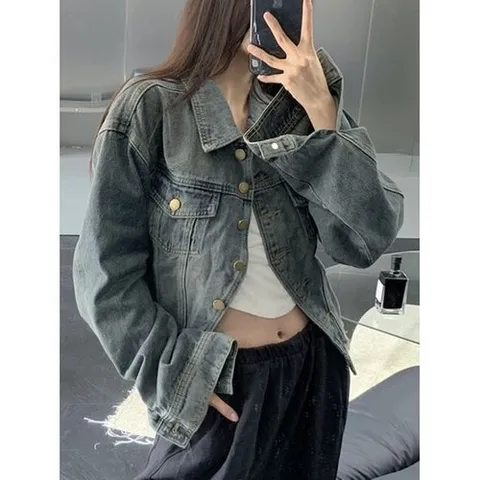 디에이치 보브드 오버핏 레트로 데님 자켓_P371956595