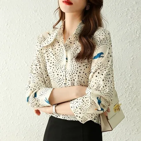 무드무드 사파이어 레오파드 실크 셔츠_P311689457