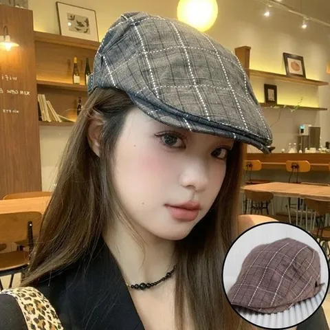 셀러허브 패션 남성 헌팅캡 빈티지 여름 체크 패턴 클래식 데일리 (44366763)