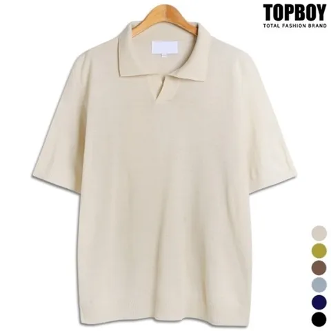 TOPBOY [탑보이] [탑보이] 카사리 시보리 카라니트 반팔티 (MON002)