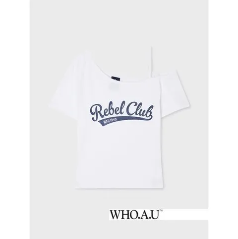 후아유 W.A.U One-Shoulder T-shirt(IVORY)-WHRPG3723FIC