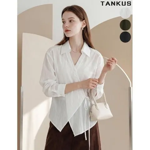 탱커스 사선 랩 스타일 스트링 셔츠_P438597847