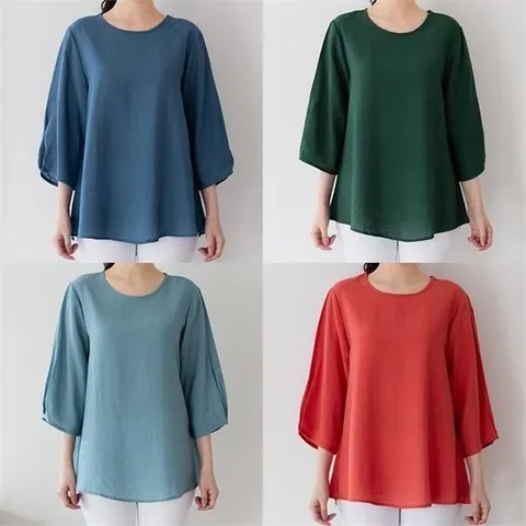 셀러허브 패션 빅사이즈사랑해요 E048L104 여름무지훌블라우스 BZ