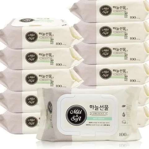 셀러허브 1 [XB0I9253_55]물티슈 세정제 캡형 유아 아기 100매x12개 (35419687)