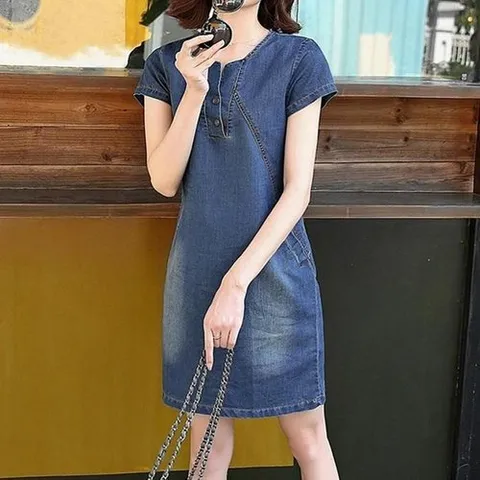 셀러허브 패션 [QNVW4YX8_58]반팔 키작녀원피스 키작녀 청치마 원피스