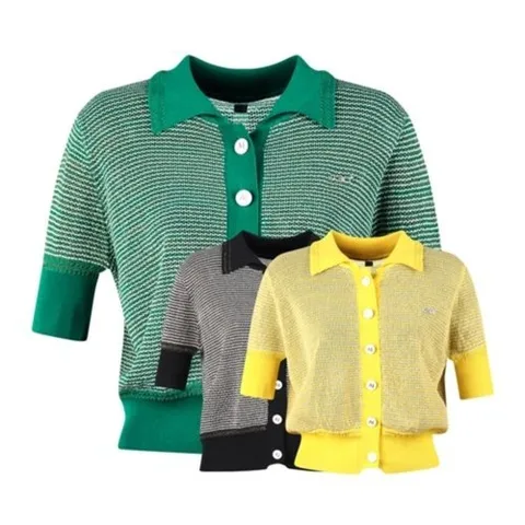 보스케 여성 여름 골프웨어 골프 배색 카라 니트 가디건 L2493