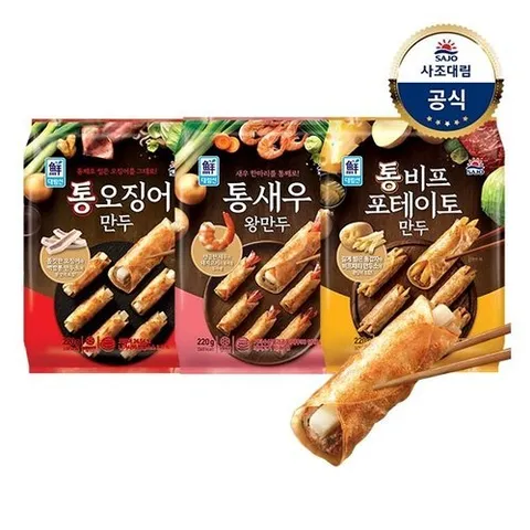 사조대림 [대림냉동] 대림선만두 3종 220g x2개 /통오징어/통비프포테이토/통새우