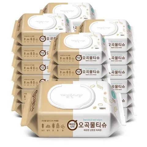 깨끗한나라 오곡 물티슈 캡형 100매 24팩