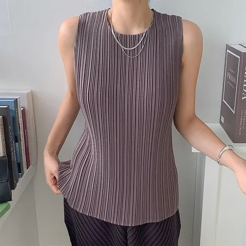 셀러허브 패션 여성 이너웨어 플리츠 주름 민소매