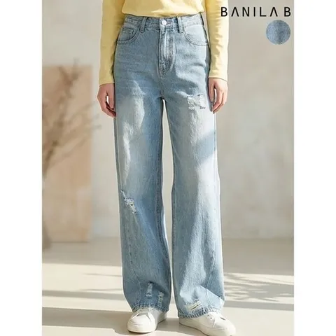 바닐라비 여성 데미지 워싱 데님 팬츠_P417770850