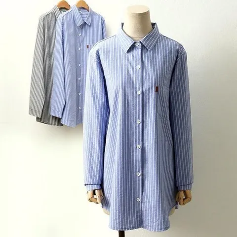 셀러허브 패션 줄지 패치 포켓 오버 셔츠 3098825S 빅사이즈 501