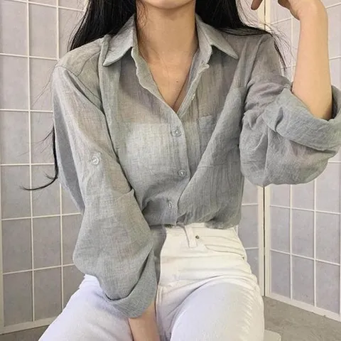 셀러허브 패션 [QNT0X871_56]여름셔츠 시원한 린넨 얇은 긴팔 베이직