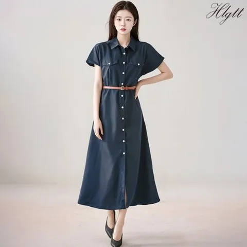 헬리꽁땡 셔츠포켓단추원피스+벨트