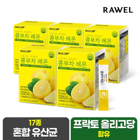 로엘 콤부차 레몬 분말 스틱 (5g x 30포) 5박스