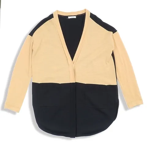 시스템 고이비토 중고명품 SYSTEM(시스템) 옐로우 블랙 투톤 모 100 여성용 가디건