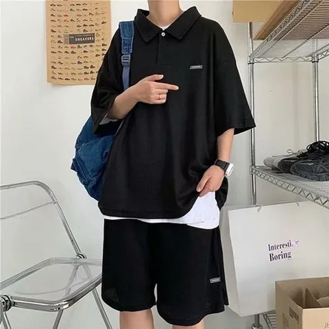 패션플러스 MMO 남성용 듀얼컬러 시즌셋업 릴랙스핏 하프티 폴로티 클래식 셋업