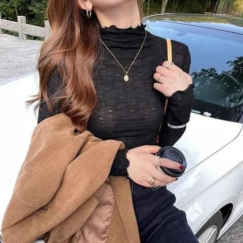 셀러허브 패션 [오노마] ONM 꽃무늬 얇은 블라우스 폴라 이너 티 (14216886)