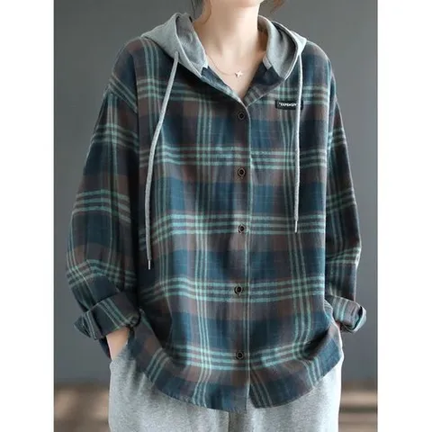 HUD 멜디 후드 체크 셔츠 3color_P372830972