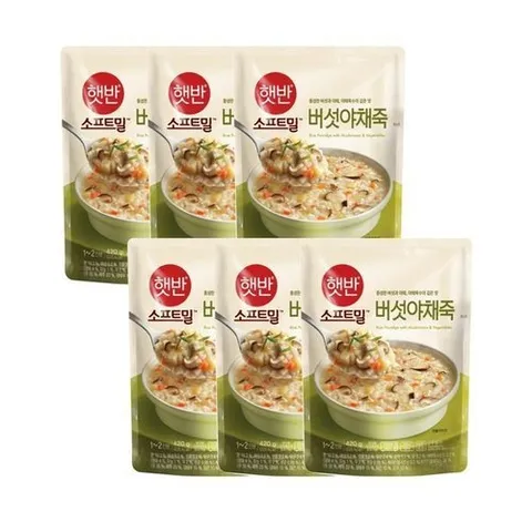 셀러허브 식품 [햇반] CJ제일제당 햇반 소프트밀 녹두닭죽 420g 6개