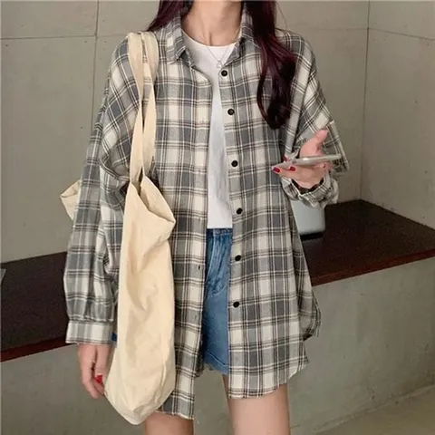 셀러허브 패션 [룽스_62]롱 오버핏 롱체크셔츠 긴팔 체크 셔츠 남방 2컬러 (45831415)
