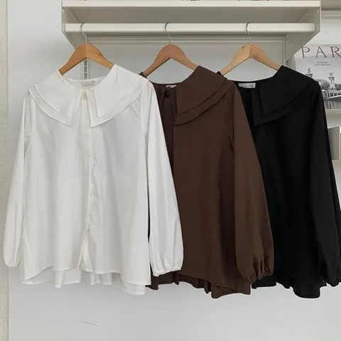 셀러허브 패션 빅사이즈가을블라우스 S673L409 센시이중카라블라우스 SM (19280284)