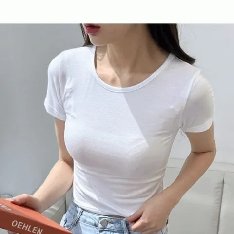 기타 찰떡 시원하고 레이욘 라운드넥 슬림핏 쫄티 찰떡 쫀쫀한