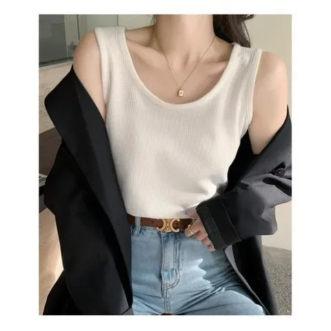 셀러허브 패션 와플 루즈핏 민소매 나시티 UC_0130