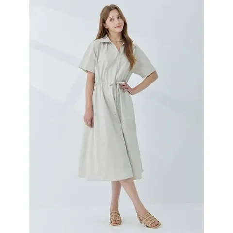 카인드베리 바스락 오픈 카라 반팔 원피스 KOOPQ504 2colors_P427663797