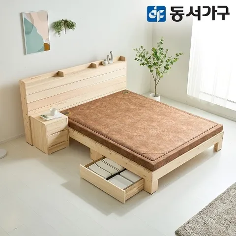 동서가구 로제 호텔형 편백나무 프레임 싱글 S 황토볼 수납 흙침대 DF643734